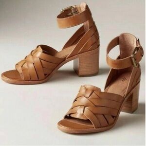 Frye Bianca Huarache Tan Leather Block Heel Sandals